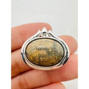 SU sterling silver natural jasper slide on pendant